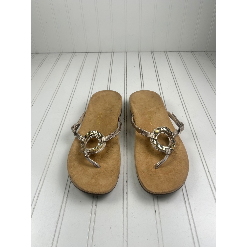 Vionic Ricci Gold Leather Jeweled Thong Sandals Women's Size 10 - Picture 2 of 9